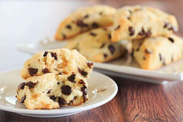 Chocolate Chip Scones - wonderfully tender and perfect alongside a cup of coffee for breakfast or dessert! | https://apex-male.info/chocolatey-morning-goodness/
