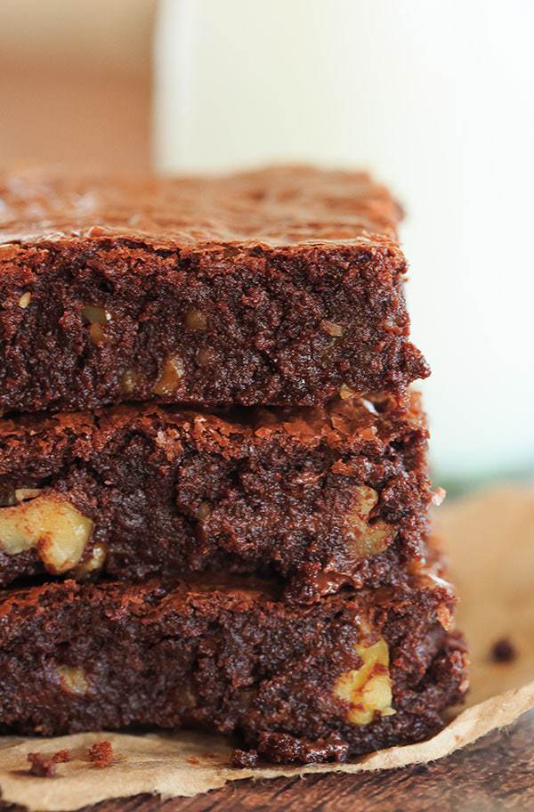 Ina's Outrageous Brownies - The super rich brownie brainchild of Ina Garten, complete with tons of chopped walnuts! | https://apex-male.info/outrageous-indeed/