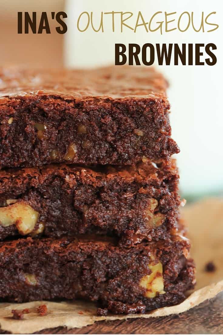 Ina's Outrageous Brownies - The super rich brownie brainchild of Ina Garten, complete with tons of chopped walnuts! | https://apex-male.info/outrageous-indeed/