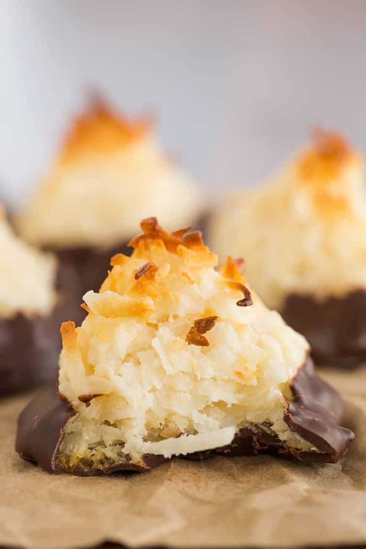 Coconut Macaroons - These chocolate-dipped coconut macaroons are so easy to make and always a crowd favorite!