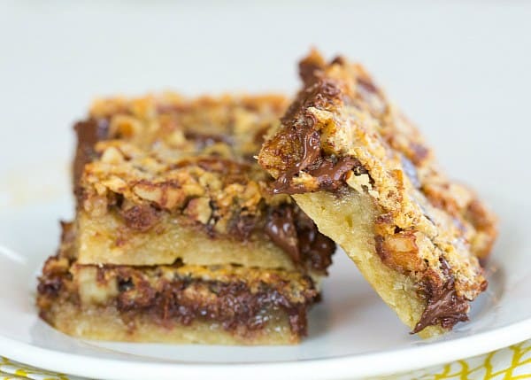 Chocolate Chip-Pecan Pie Bars - Perfectly portable Thanksgiving dessert! | browneydbaker.com