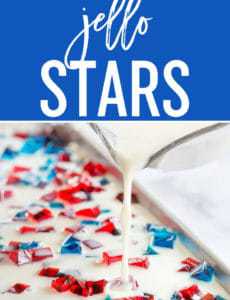 Red, white, and blue Jello stars Pinterest pin.