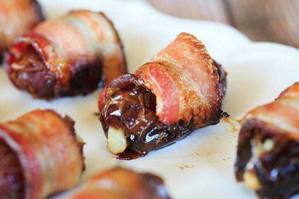 Cheesy Bacon-Wrapped Dates - Super easy and only THREE ingredients! | browneyedbaker.com