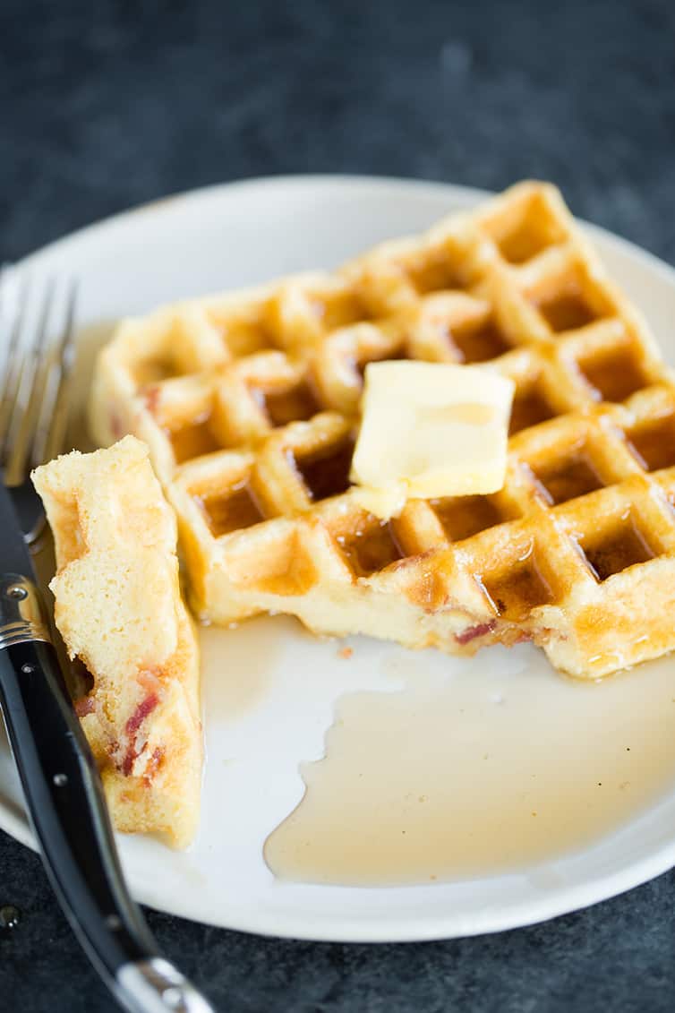 These Brown Sugar-Bacon Buttermilk Waffles are irresistible!