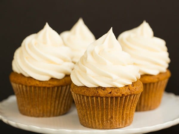 Pumpkin Cupcakes with Cream Cheese Frosting - A perfect fall treat! | browneyedbaker.com