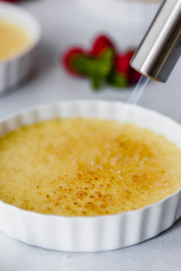 Creme Brulee being torched.
