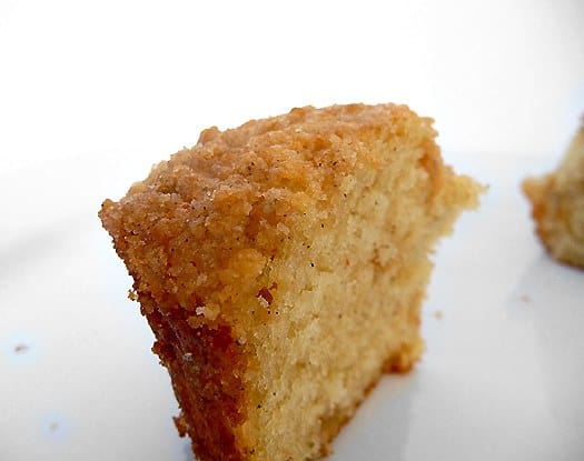 Allspice crumb muffin cut in half.