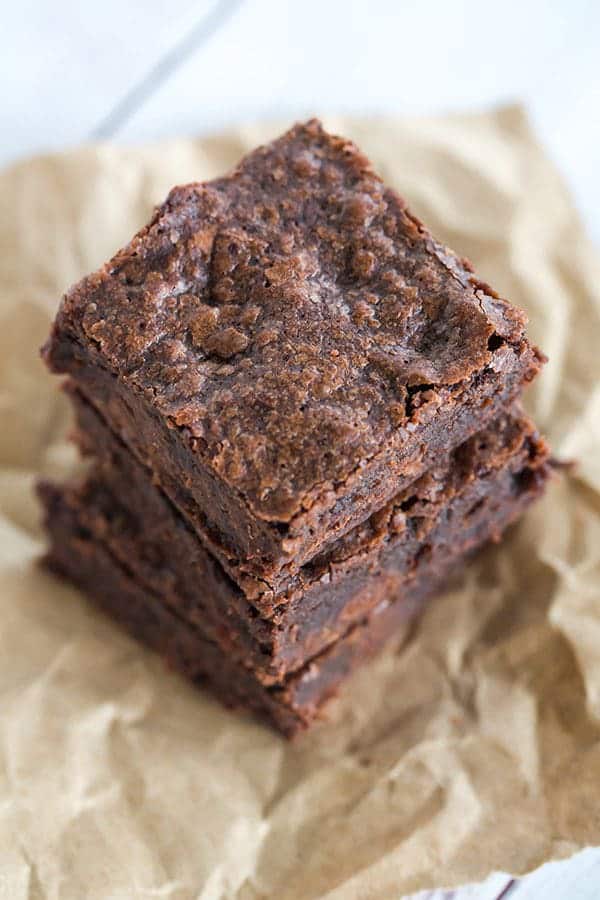 These homemade brownies have all of the great texture and flavor of box-mix brownies, without any of the processed ingredients.