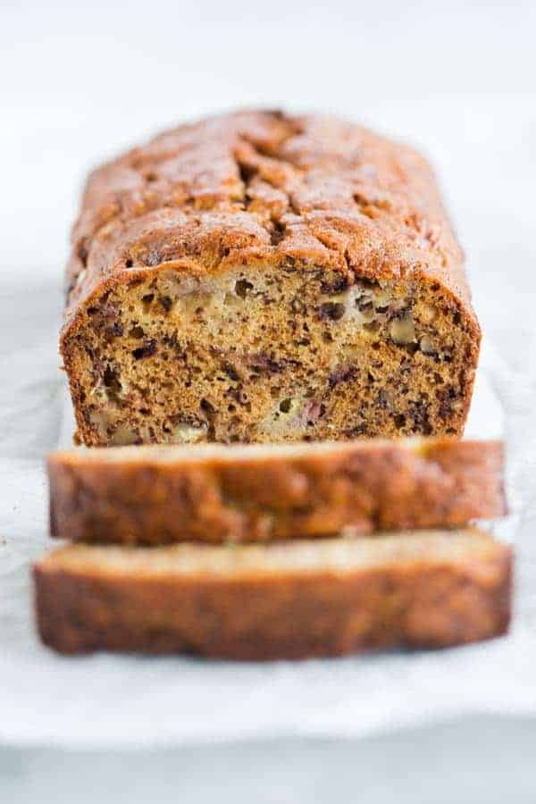 Grandma's Banana Bread, full of chopped walnuts, and super easy to make!