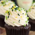 Irish Car Bomb Cupcakes :: Guinness chocolate cake, Jameson whiskey ganache filling, and Baileys buttercream frosting.