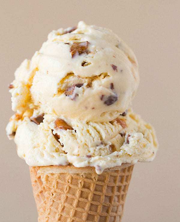 Malted Vanilla Ice Cream with Peanut Brittle and Milk Chocolate Chunks >> Top 10 Ice Cream Recipes | browneyedbaker.com
