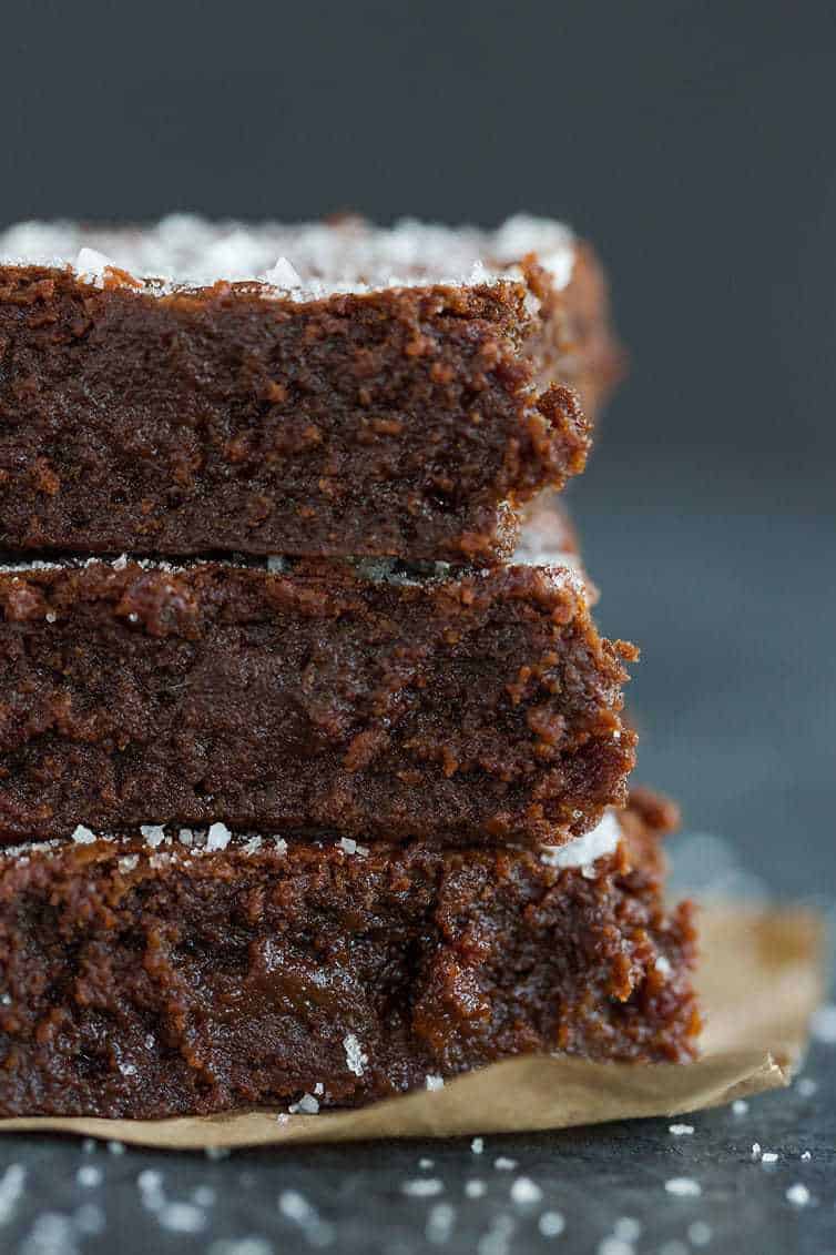 Sweet and Salty Brownies - Up close and personal with the best salted caramel brownies!