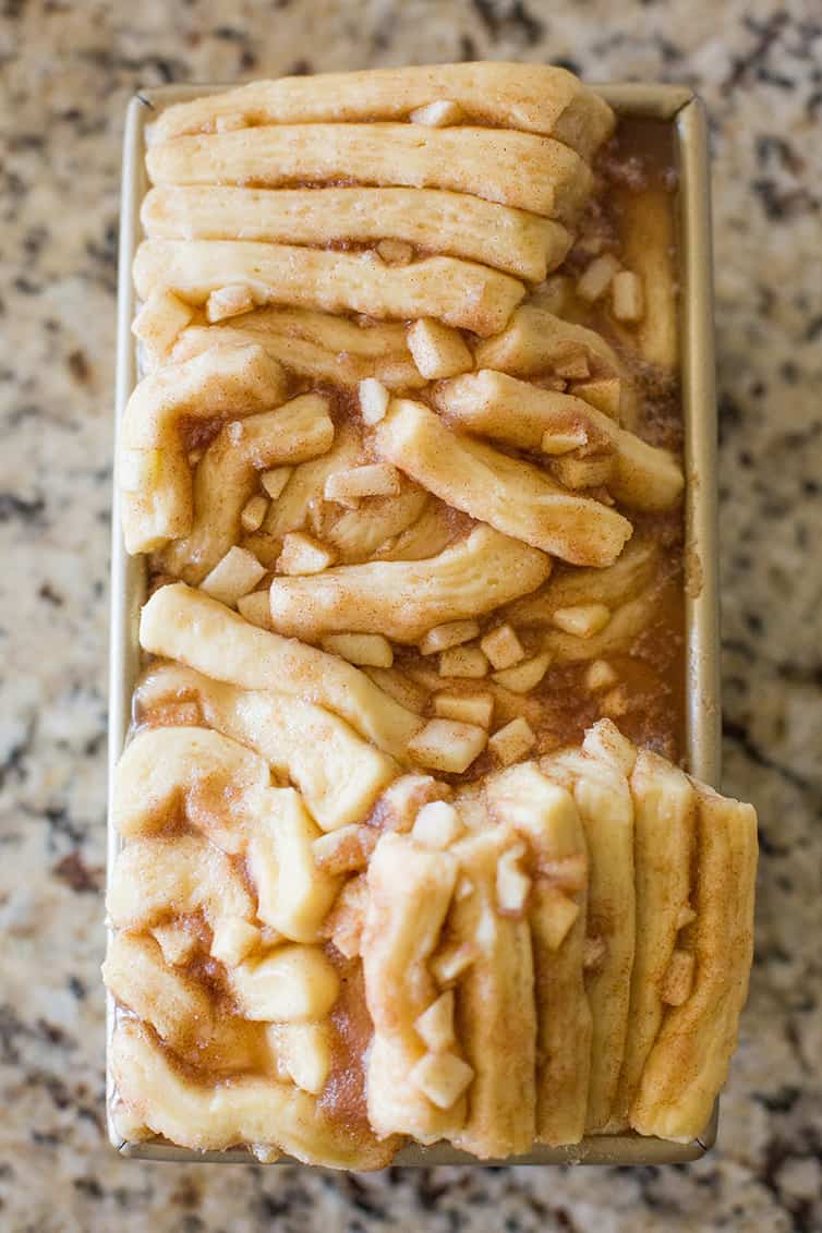 Apple Cinnamon Sugar Pull Apart Bread risen and ready for the oven!
