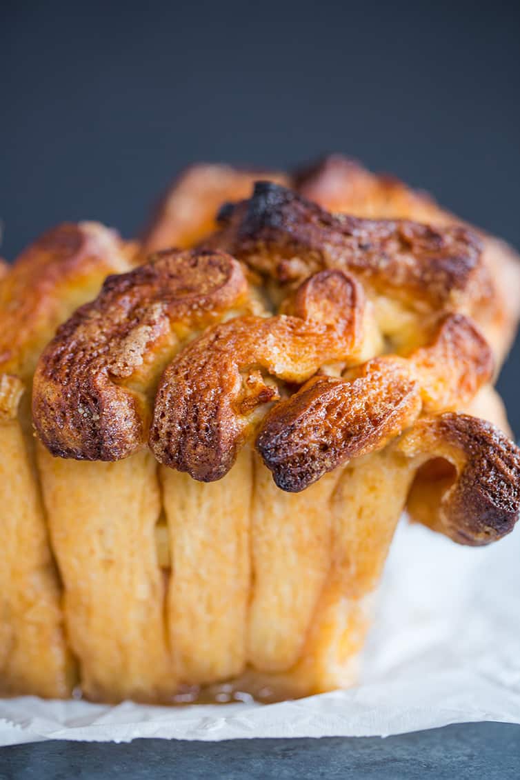 A crusty loaf of Apple Cinnamon Sugar Pull Apart Bread