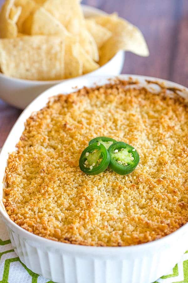 Jalapeno Popper Dip is creamy, cheesy and has just the perfect amount of kick. Great for your next party or watching the big game!