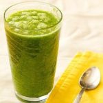 Green smoothie in a glass.