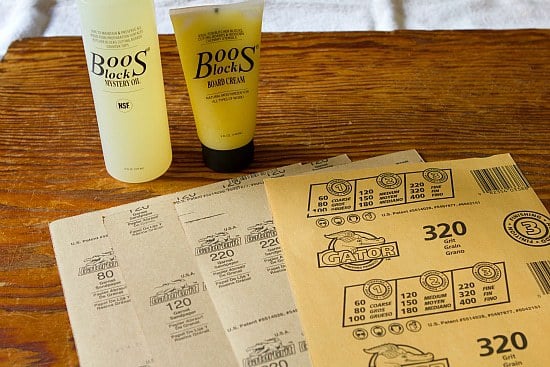 Supplies for refinishing the dough board