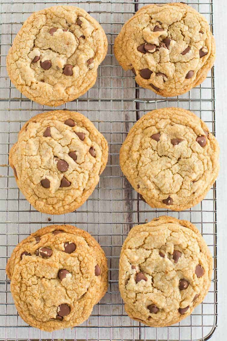 Cook's Illustrated Perfect Chocolate Chip Cookies are large, bakery-style chocolate chip cookies made with browned butter and dark brown sugar for a toffee-like flavor.