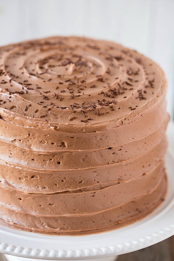 Six-Layer Chocolate Cake with Toasted Marshmallow Filling and Malted Chocolate Frosting