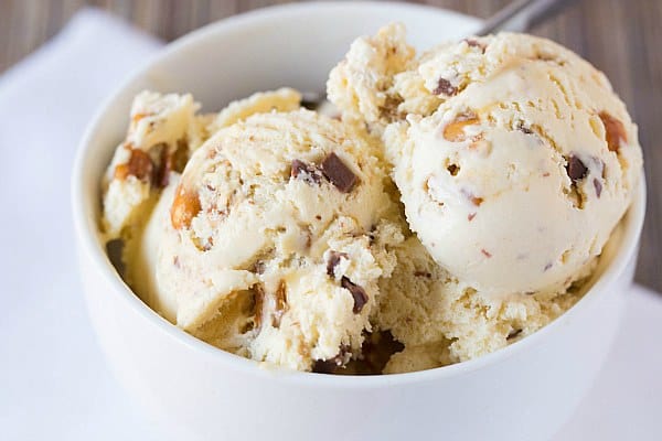 Malted Vanilla Ice Cream with Peanut Brittle & Milk Chocolate Chunks