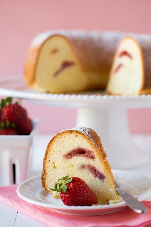 Strawberry Swirl Cream Cheese Pound Cake