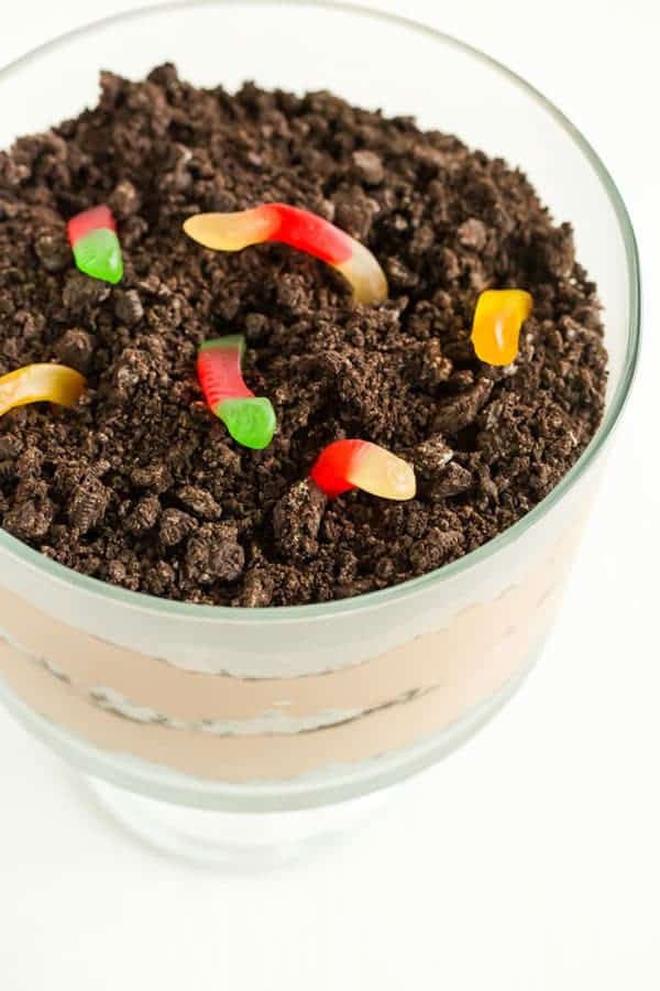 Dirt Dessert - The classic! A trifle bowl filled with layers of crushed Oreos and chocolate mousse.