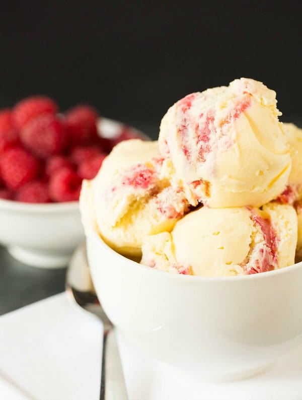 White Chocolate Ice Cream with Raspberry Swirl