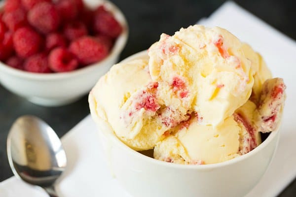 White Chocolate Ice Cream with Raspberry Swirl
