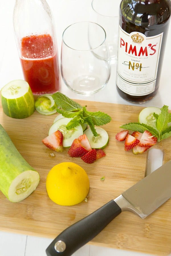 Strawberry Pimm's Cup Cocktail by Brown Eyed Baker :: www.browneyedbaker.com