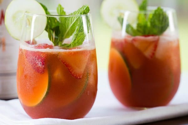 Strawberry Pimm's Cup Cocktail by Brown Eyed Baker :: www.browneyedbaker.com