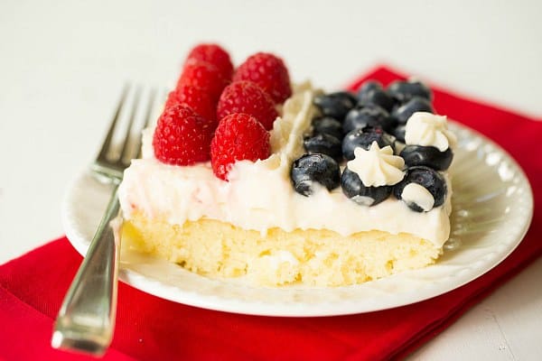 Flag Cake (From Scratch!) on Brown Eyed Baker :: www.browneyedbaker.com