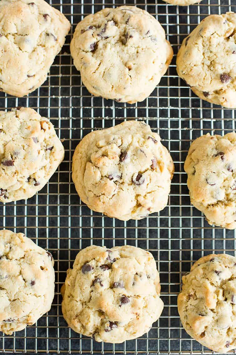 Levain chocolate chip cookies on a cookie sheet.