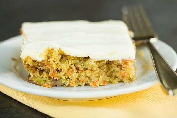 Carrot-Zucchini Bars with Cream Cheese Icing by @browneyedbaker :: www.browneyedbaker.com