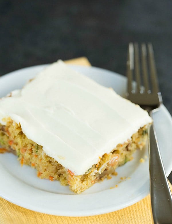 Carrot-Zucchini Bars with Cream Cheese Icing by @browneyedbaker :: www.browneyedbaker.com