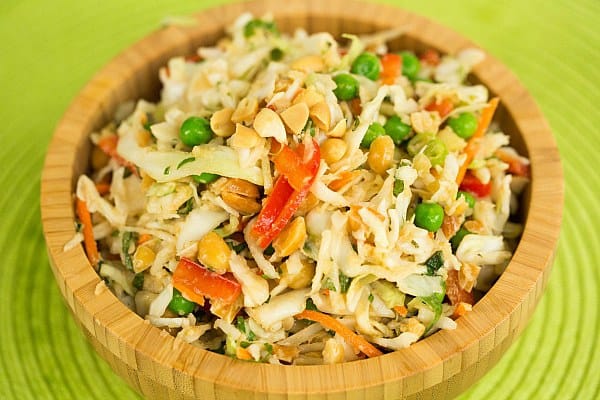 Thai Peanut Cabbage Slaw by @browneyedbaker :: www.browneyedbaker.com