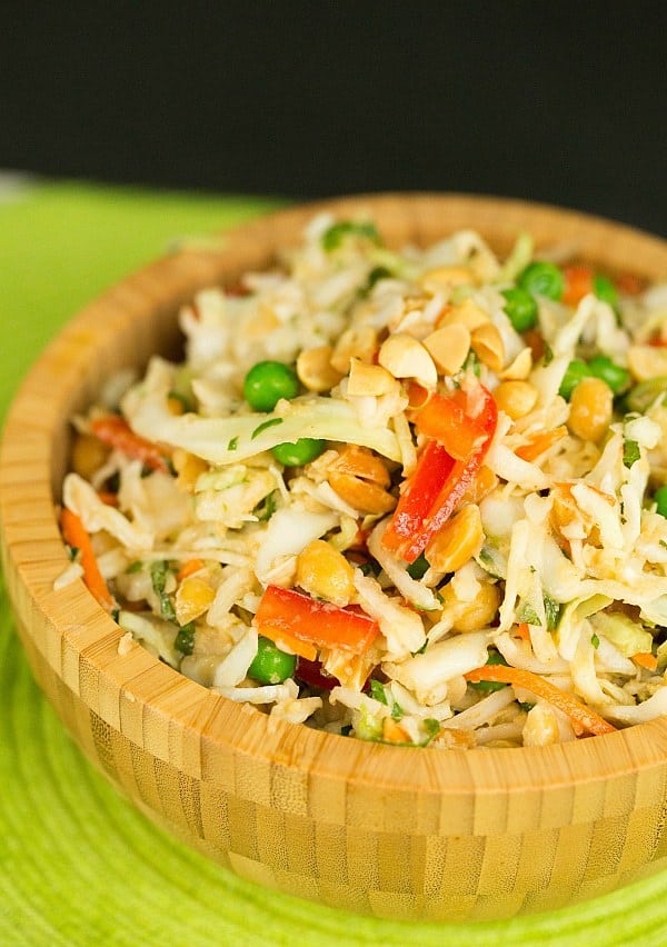 Thai Peanut Cabbage Slaw by @browneyedbaker :: www.browneyedbaker.com