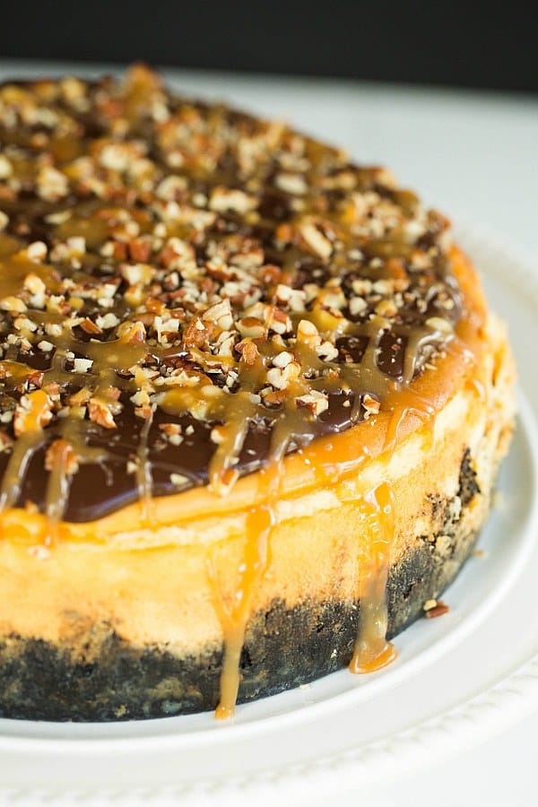 Turtle Cheesecake by @browneyedbaker :: www.browneyedbaker.com
