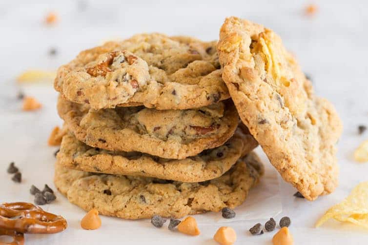 A stack of Compost Cookies ready to be eaten!