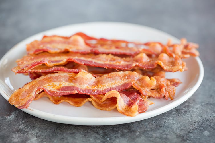 A plate of bacon.