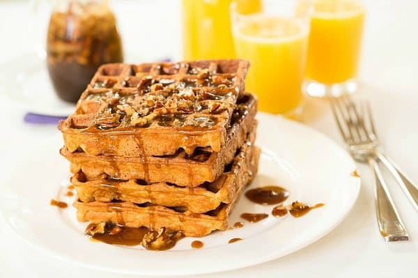 Praline Waffles by @browneyedbaker :: www.browneyedbaker.com