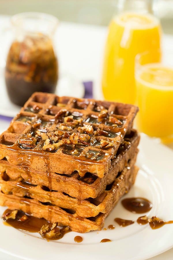 Praline Waffles by @browneyedbaker :: www.browneyedbaker.com