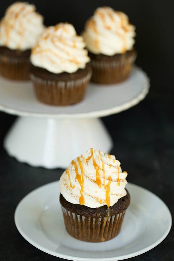 Pumpkin Spice Latte Cupcakes by @browneyedbaker :: www.browneyedbaker.com
