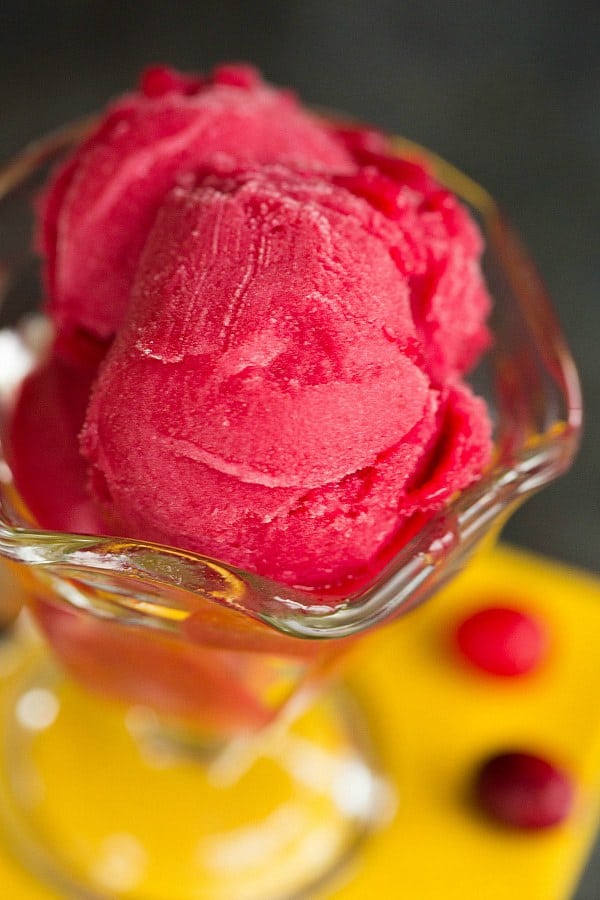Cranberry Sorbet Recipe by @browneyedbaker :: www.browneyedbaker.com