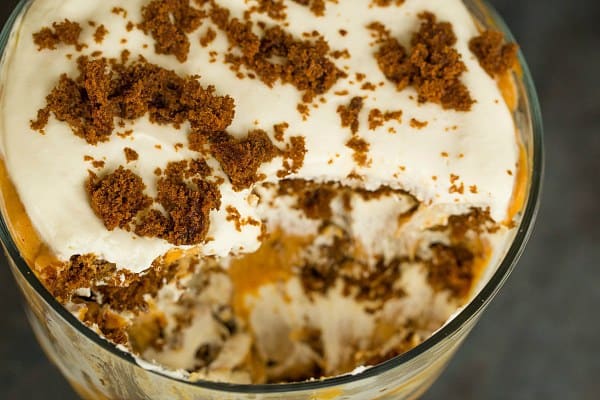 Pumpkin-Gingerbread Trifle Recipe by @browneyedbaker :: www.browneyedbaker.com