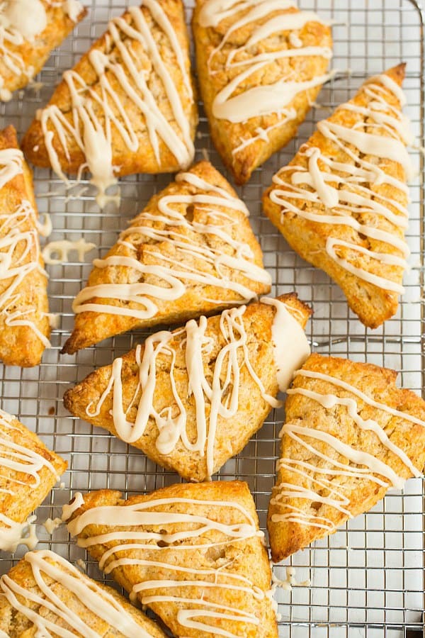 Sweet Potato Scones with Maple Cream Glaze by @browneyedbaker :: www.browneyedbaker.com