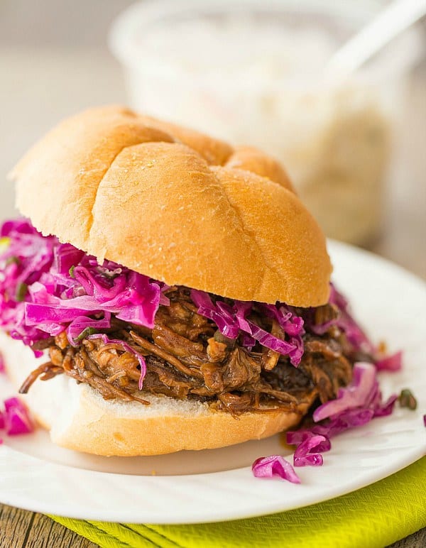 Honey-Balsamic Pulled Pork with Asian Slaw by @browneyedbaker :: www.browneyedbaker.com