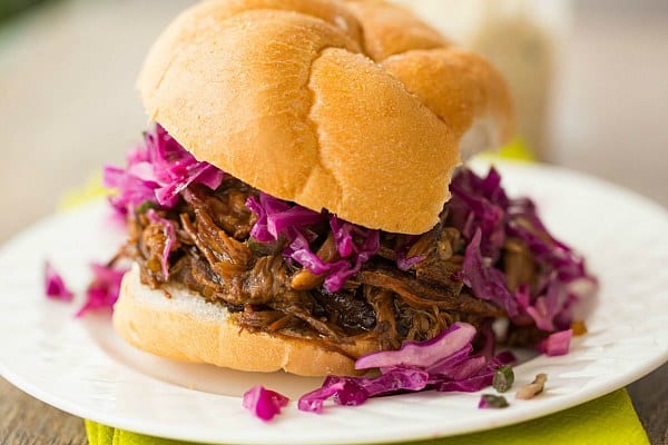 Honey-Balsamic Pulled Pork with Asian Slaw by @browneyedbaker :: www.browneyedbaker.com