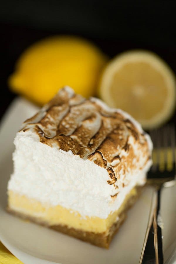 Sky-High Lemon Meringue Bars by @browneyedbaker :: www.browneyedbaker.com