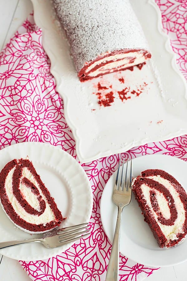 Red Velvet Roll Cake | browneyedbaker.com #recipe #ValentinesDay