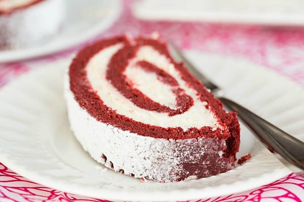 Red Velvet Roll Cake | browneyedbaker.com #recipe #ValentinesDay
